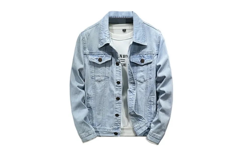 Cacommark Pi Summer Savings Clearance S Men S Denim Jackets Casual Slim Denim Jacket Long Sleeve Hoodless Denim Jacket L