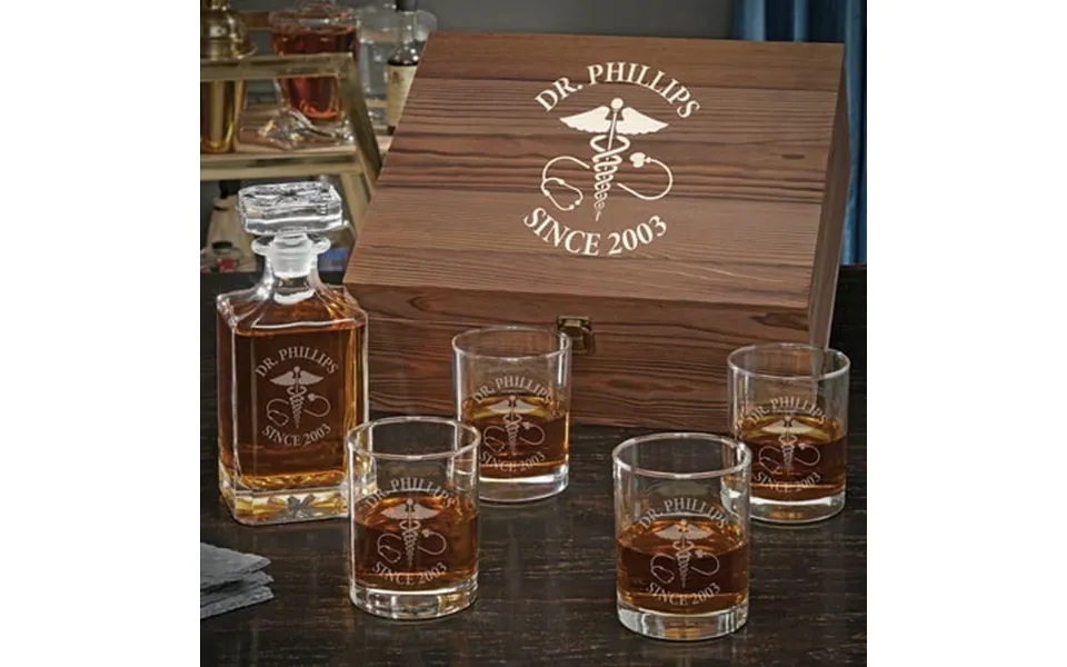 Caduceus Custom Carson Whiskey Decanter And Rocks Glasses Box Set