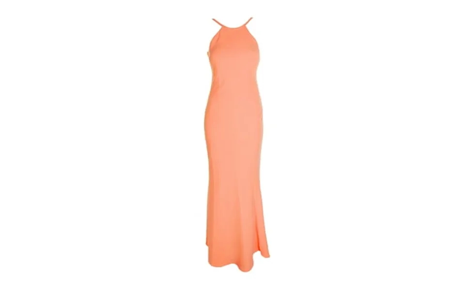Calvin Klein Peach Sleeveless Open-back Halter Gown 14