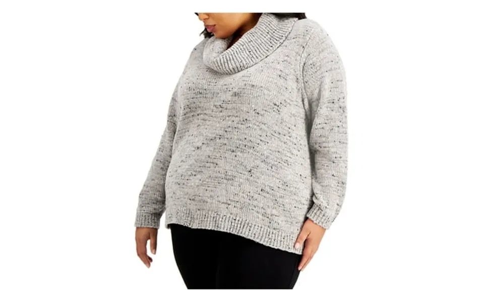 Calvin Klein Womens Gray Speckle Long Sleeve Evening Sweater Plus Size 0x