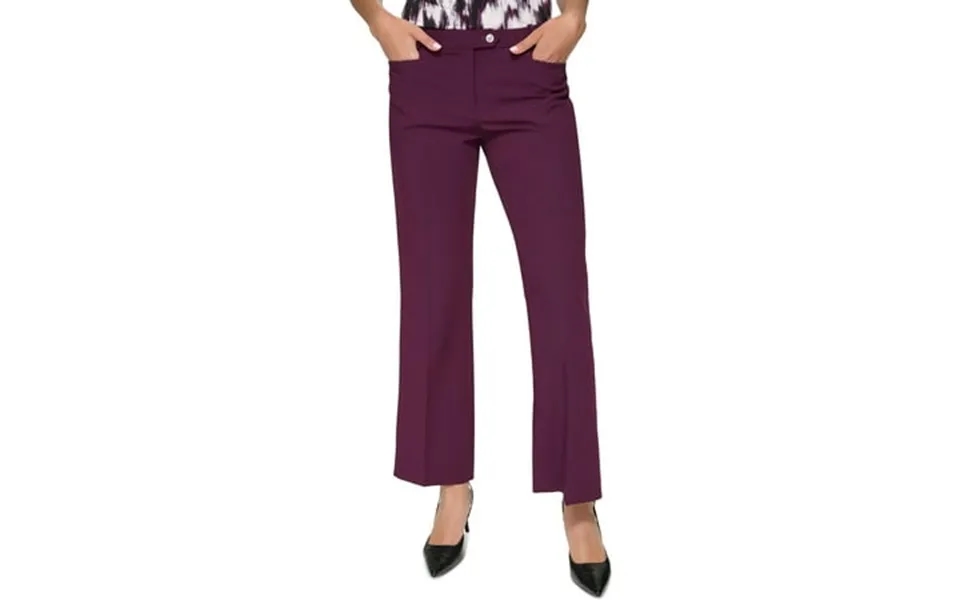 Calvin Klein Womens Petites Mid-rise Solid Straight Leg Pants