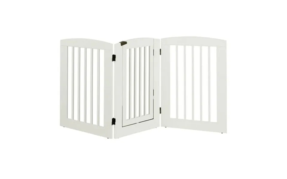 Camaflexi Ruffluv 3 Panel Wooden Dog Gate 36 Animal Barrier Pet Gate White 100% Solid Wood