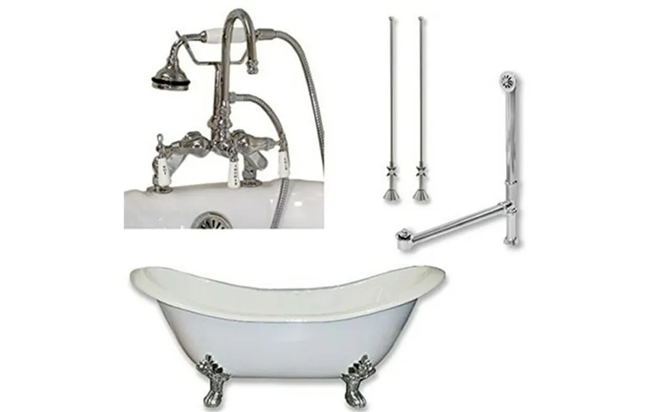 Cambridge Plumbing De67-398463-pkg-cp-nh Cast Iron Double Ended Clawfoot Tub Polished Chrome - 67 X 30 In