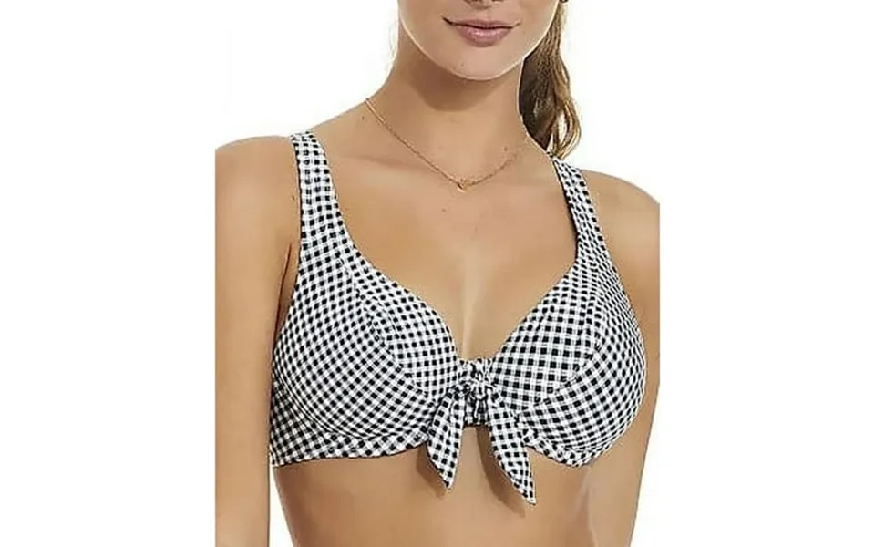 Camio Mio Gingham Plunge Bikini Swim Top Us Small Nwot