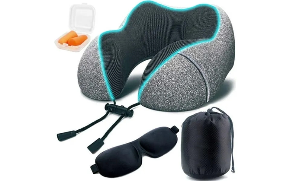 Camkey Travel Pillow Memory Foam Neck Pillow Upgrade Design Perfect Support U Shaped Pillow With 3d Contoured Eye Mask E