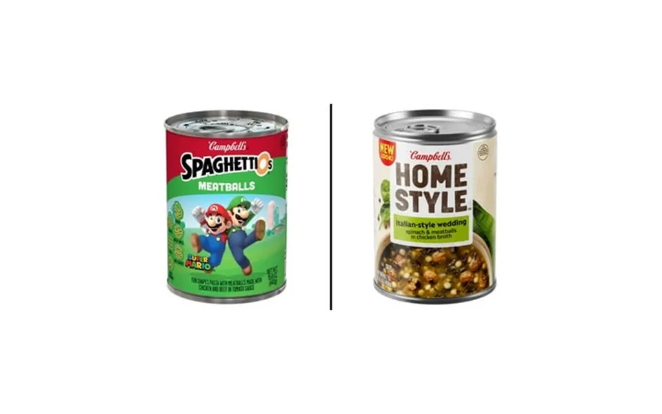 Campbell S Spaghettios With Meatballs Super Mario 15.6 Oz & Homestyle Italian Wedding Soup 16
