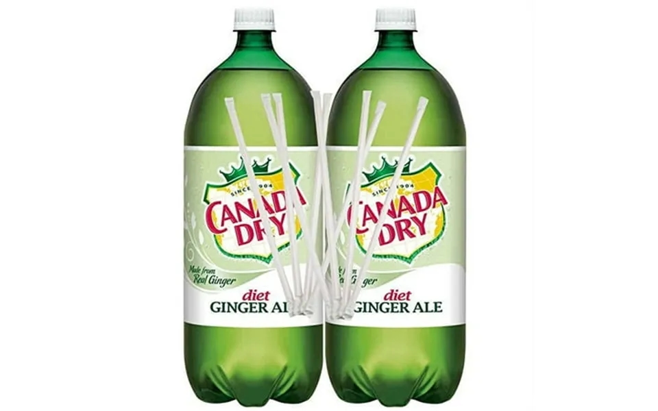 Canada Dry Diet Ginger Ale All Natural 2 Liter Bottles Pack Of 2 With Drinking Straws