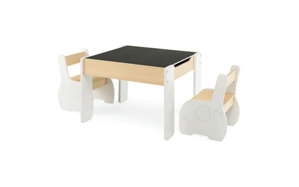 Canddidliike 4-in-1 Wooden Activity Kids Table And Chairs With Storage And Detachable Blackboard-white Kids Table For Ar