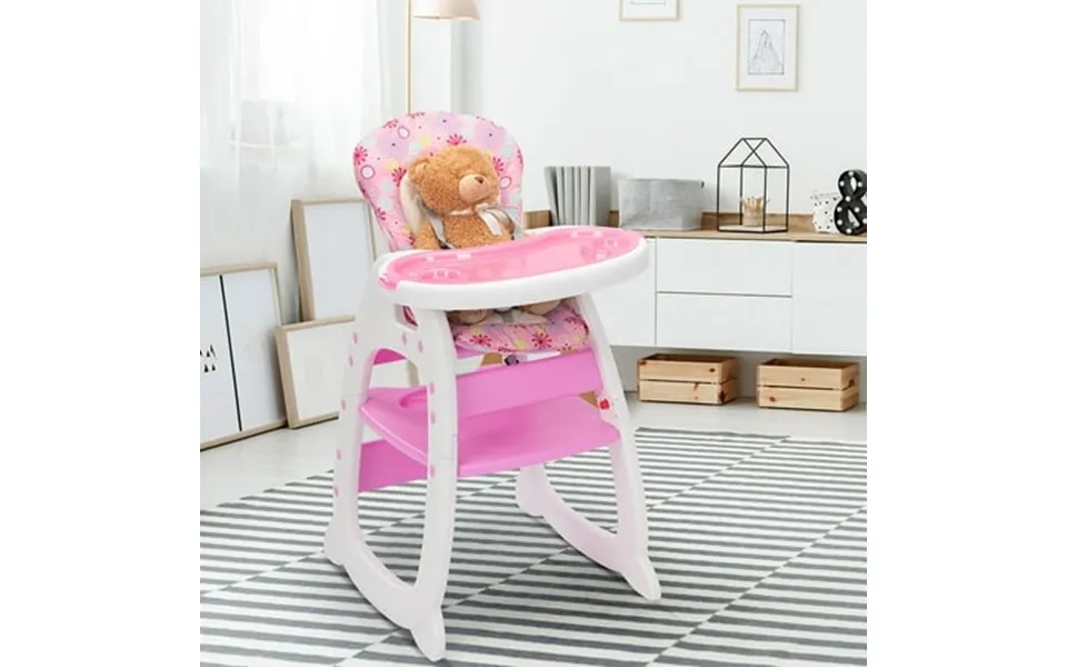 Canddidliike Baby High Chair 3 In 1 Infant Table And Chair Set Convertible Booster Seat With Feeding Tray - Pink