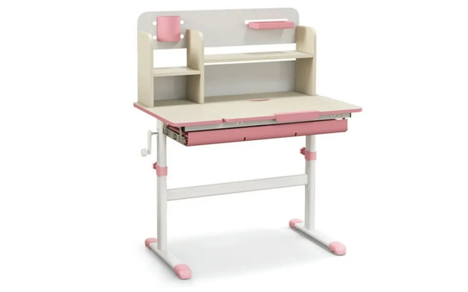 Canddidliike Height Adjustable Kids Study Desk With Tilt Desktop For 3-12 Years Old-pink Kids Table For Arts & Crafts Sn
