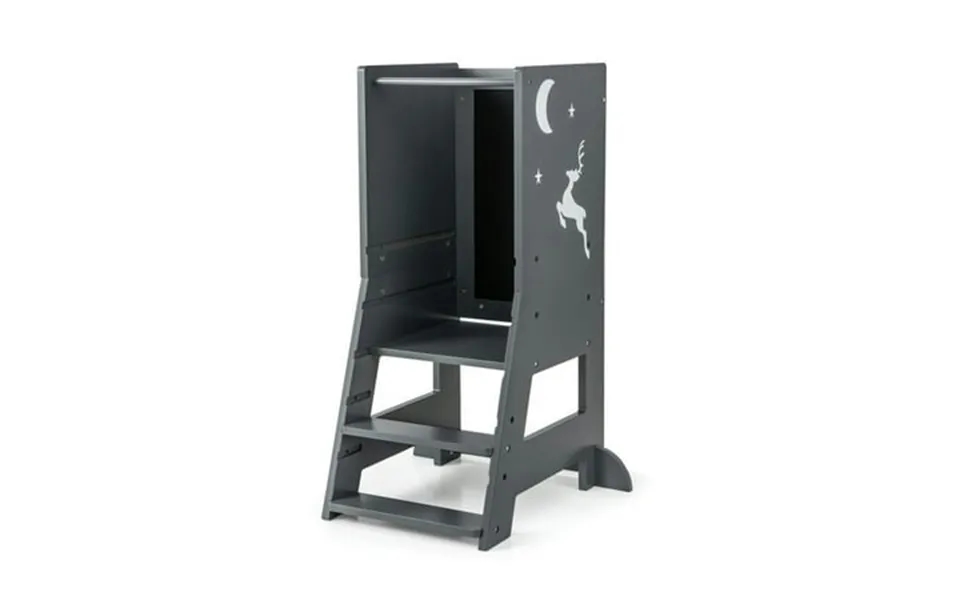 Canddidliike Toddler Kitchen Stool Helper Baby Standing Tower With Chalkboard And Whiteboard-gray Stepping Stool For The