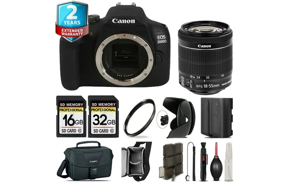 Canon Eos 2000d Rebel T7 18-55mm Is Stm Tulip Hood Extra Battery - 48gb Kit International Version