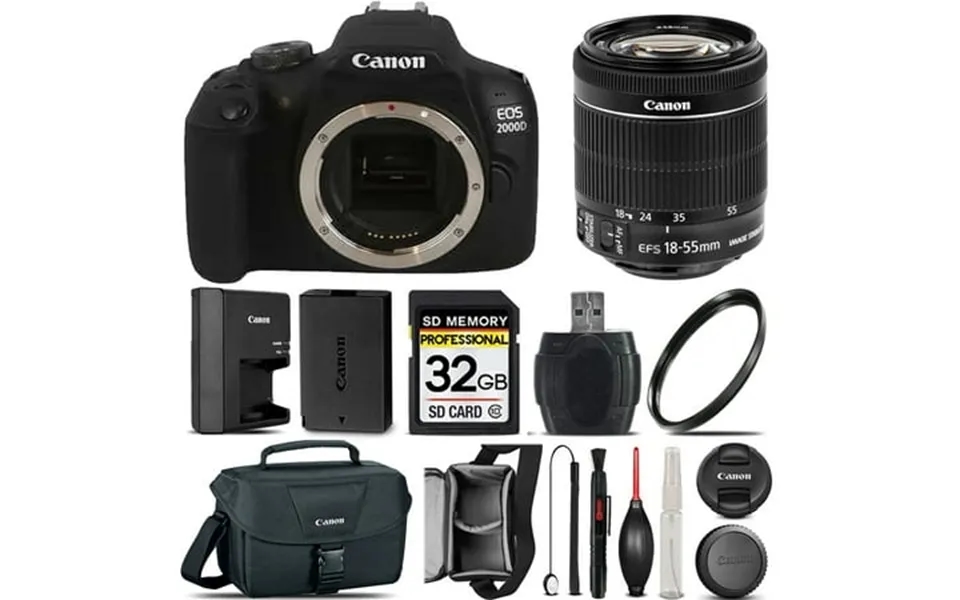 Canon Eos 2000d Rebel T7 Dslr Camera Canon 18-55mm Is Stm Lens 32gb Class 10 Memory Card Canon Eos Shoulder Bag 100es 58
