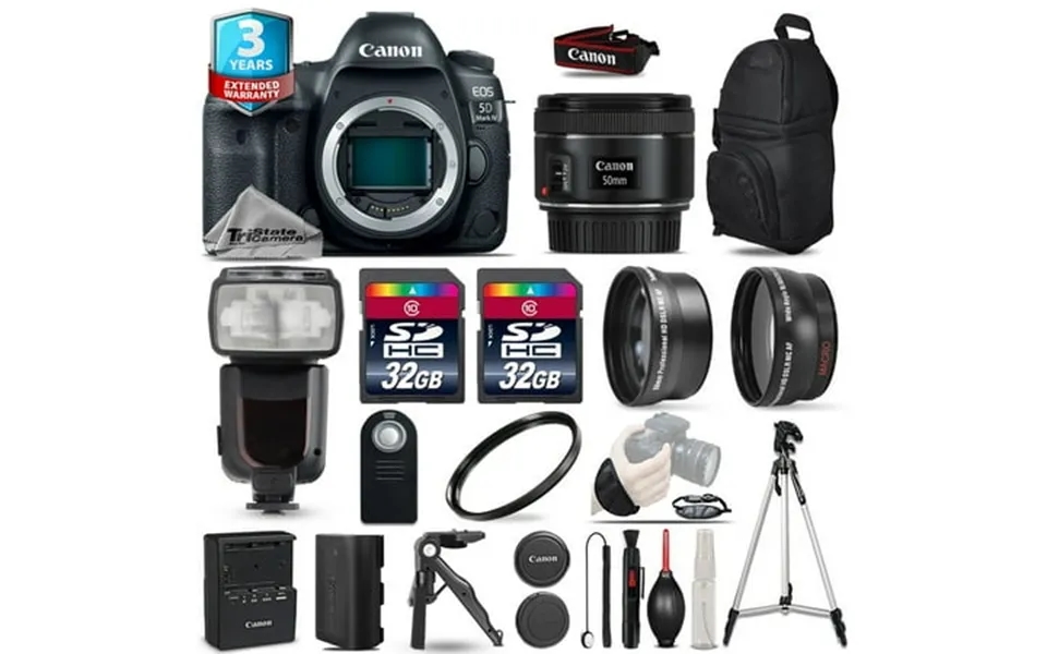 Canon Eos 5d Mark Iv Camera 50mm 1.8 - 3 Lens Kit Flash 64gb Yr Warranty International Version