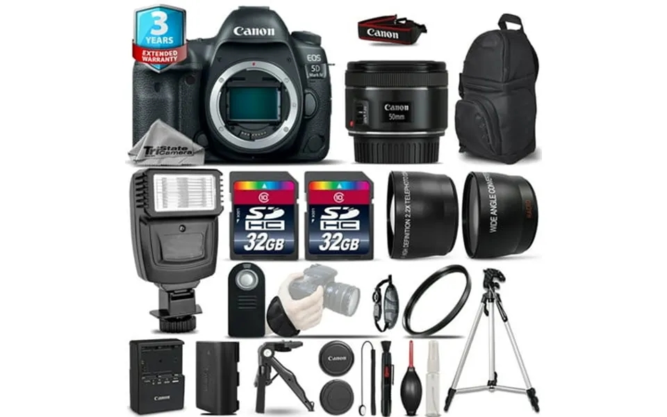 Canon Eos 5d Mark Iv Camera 50mm - 3 Lens Kit Flash 64gb 2yr Warranty International Version
