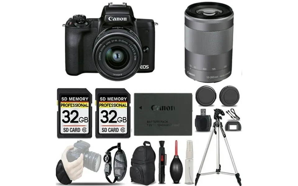 Canon Eos M50 Mark Ii Mirrorless Camera With 15-45mm Lens Black 55-200mm F 4