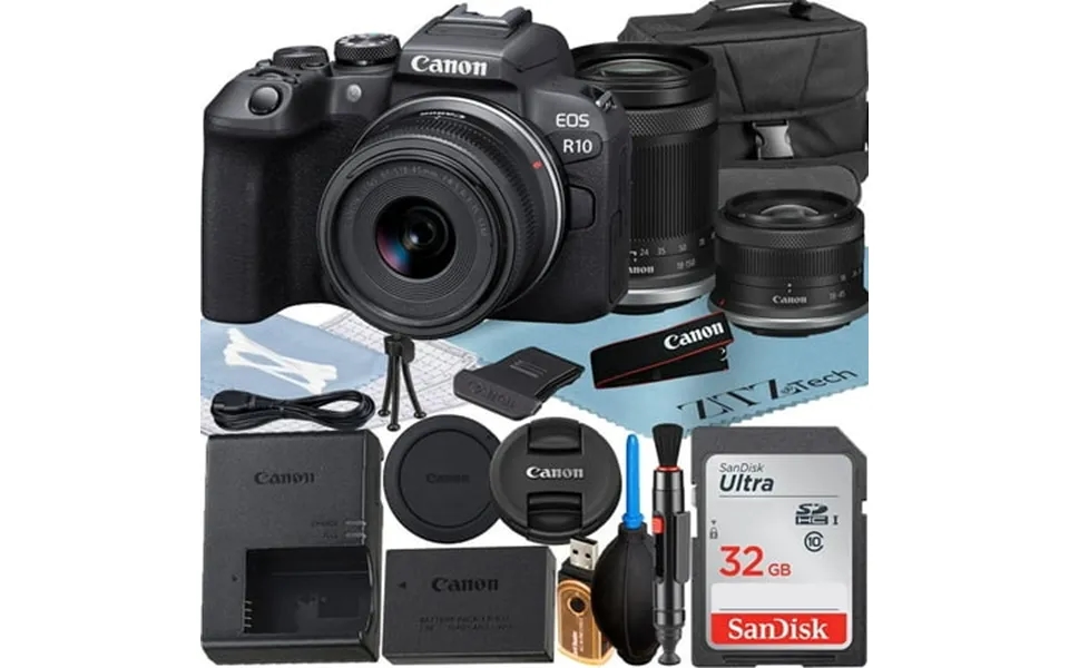 Canon Eos R10 Mirrorless Camera With Rf-s 18-45mm 18-150mm Lens Sandisk 32gb Memory Card Case Zeetech Accessory Bundle I