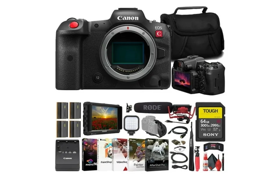 Canon Eos R5 C Mirrorless Cinema Camera 5077c002 4k Monitor Rode Videomic Sony 64gb Tough Sd Card Bag Charger 3 X Lpe6 B