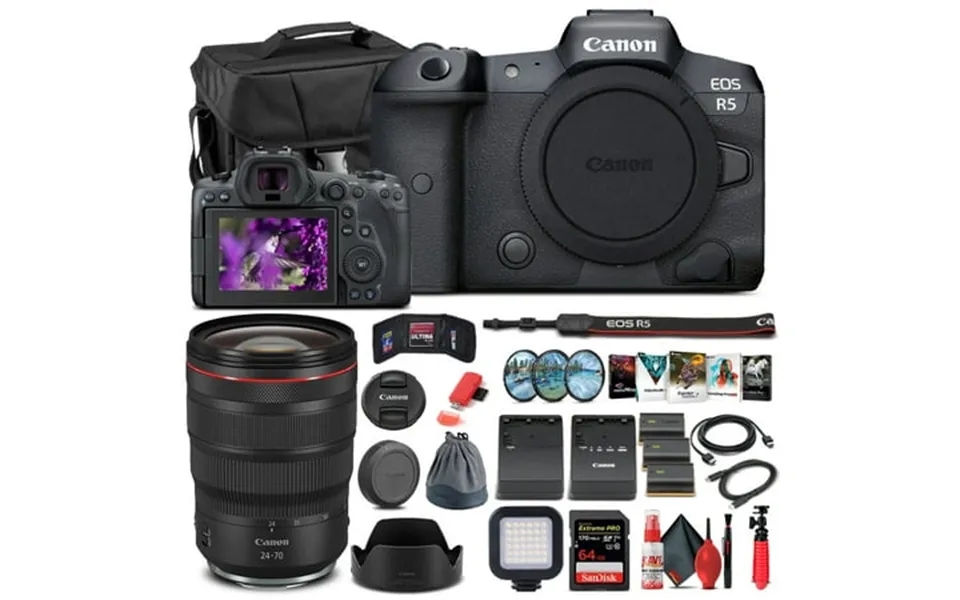 Canon Eos R5 Mirrorless Camera Body W Canon Rf 24-70mm Lens - Advanced Bundle International Model
