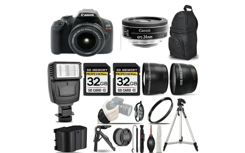 Canon Eos Rebel T7 Dslr Camera With 18-55mm Lens 24mm F 2.8 Stm Lens Flash 64gb- Kit