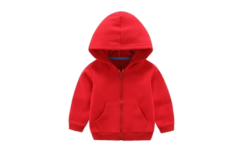 Caqnni Unisex Kids Casual Full Zipper Up Hoodies Sweatshirt Long Sleeves Hoodie Thin Coat With Pockets 18-24 Months Red