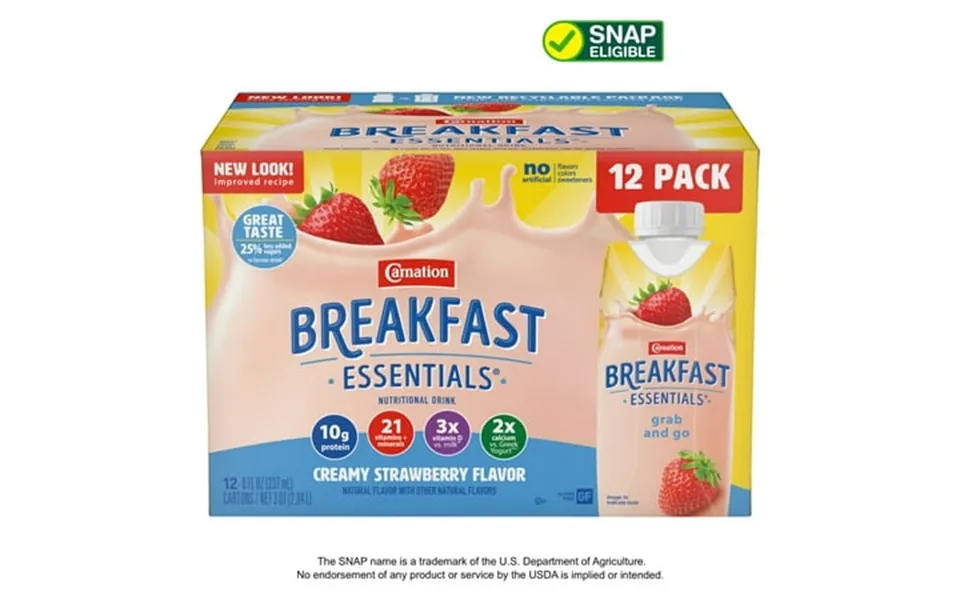 Carnation Breakfast Essentials Nutritional Protein-packed Drink Shakes Creamy Strawberry Breakfast Shakes 8 Fl Oz 12 Pac
