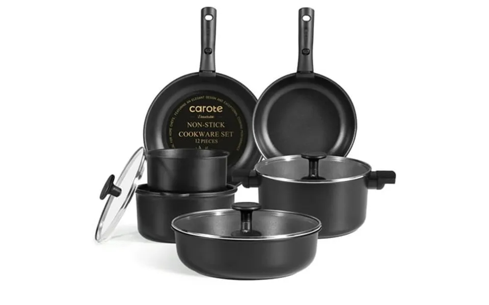 Carote 12 Pcs Nonstick Cookware Sets Pots And Pans Set With Detachable Handle Black