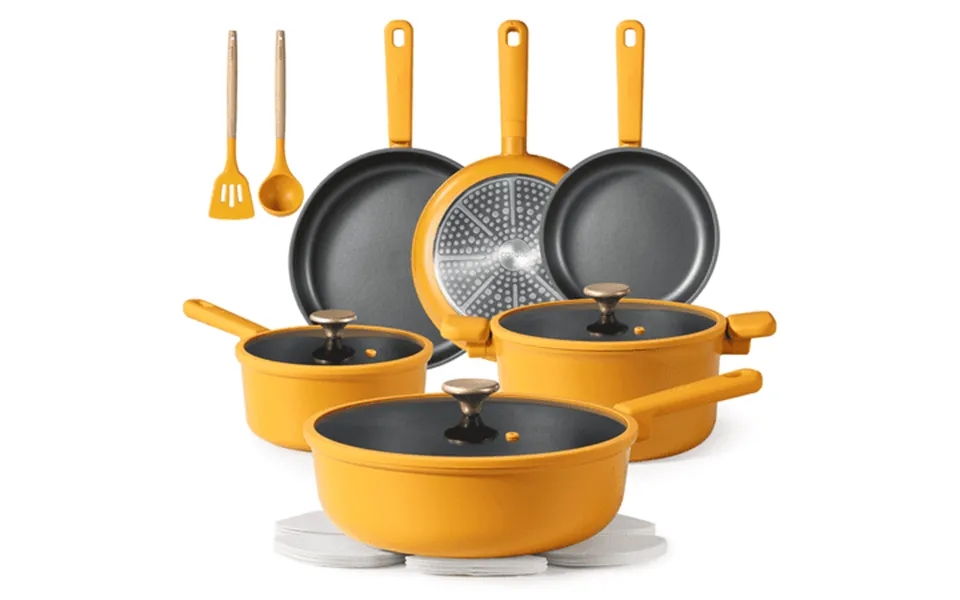 Carote 16 Pcs Kitchen Cookware Sets Nonstick Pots And Pans Set Induction Cookware Lemon Drop