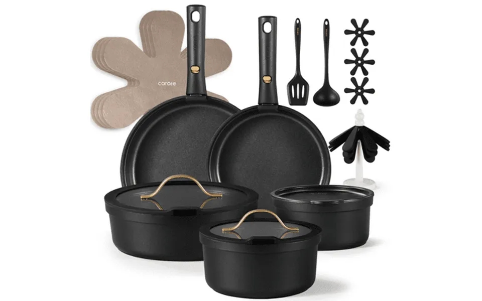 Carote Nonstick Cookware Sets 19 Pcs Non Stick Pots And Pans Set With Removable Handle Black