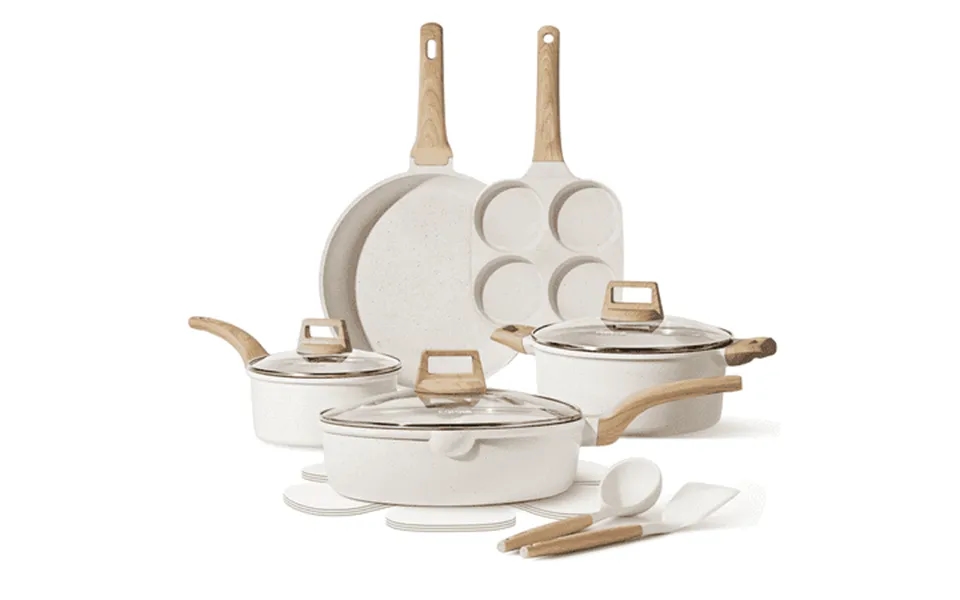 Carote Nonstick Pots And Pans Set 13 Pcs Granite Kitchen Cookware Sets White