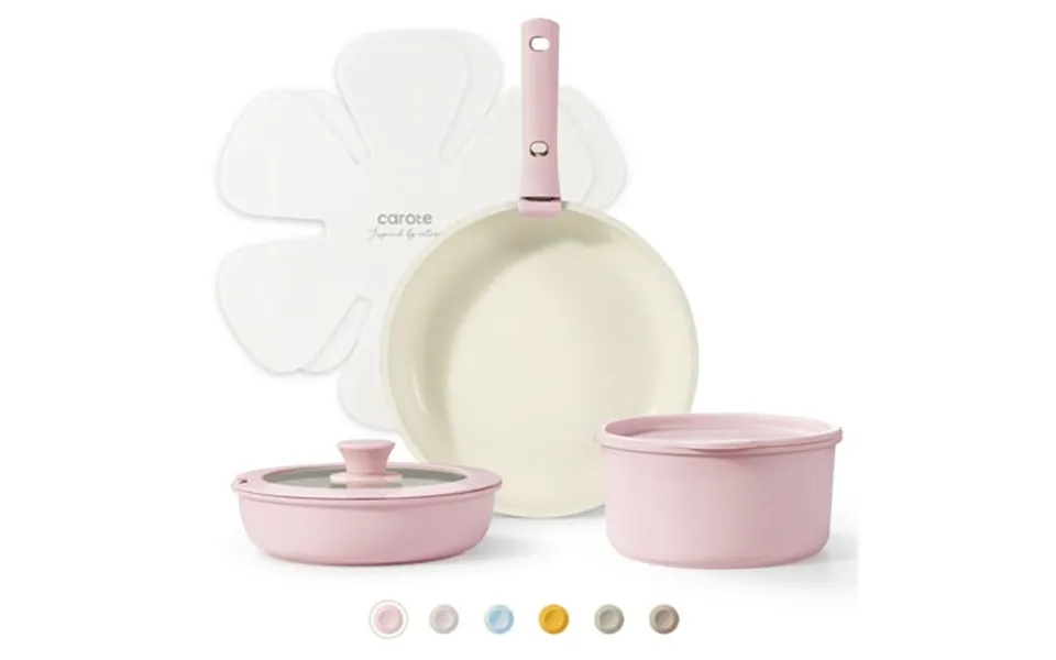 Carote Pink Cookware Sets 8 Pcs Pots And Pans With Removable Handle Nonstick Induction Cookware