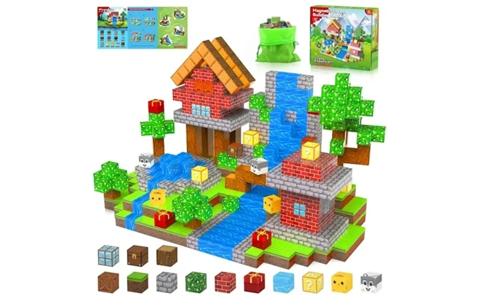 Casrra Magnetic Blocks Cube Game - 100pcs Kids Forest Magnetic Building Blocks Stem Montessori Stacking Toy Gift For Boy