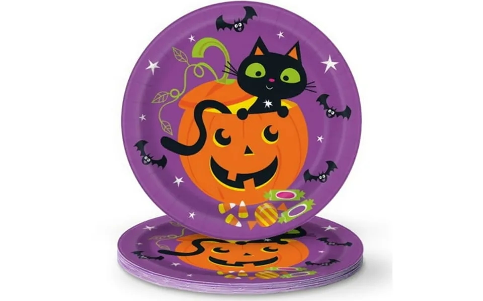 Cat And Pumpkin Halloween 8 Ct Dinner Luncheon 9 Plates