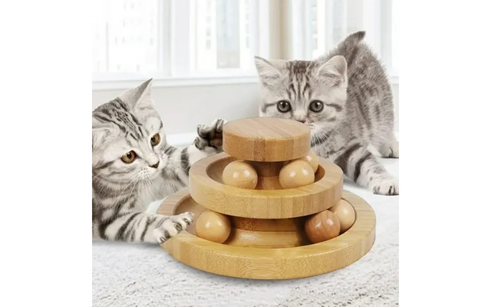 Cat Ball Track Toy Kitty Toys Roller 3-level Ball Tower With Bamboo Spinning Balls Interactive Cat Ball Tower Cat Toy Di