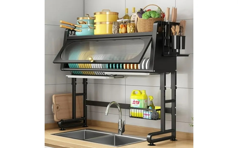 Catgood 3-tier Over The Sink Dish Drying Rack Large Capacity Dish Rack With Cover Expandable Length & Height Adjustable