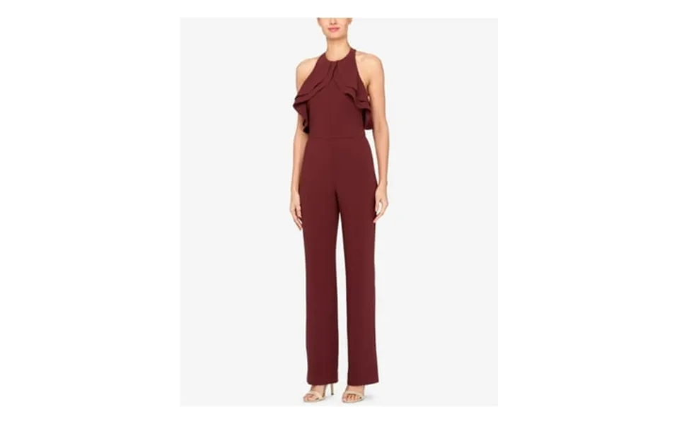 Catherine Malandrino Womens Burgundy Sleeveless Halter Party Jumpsuit Size 10