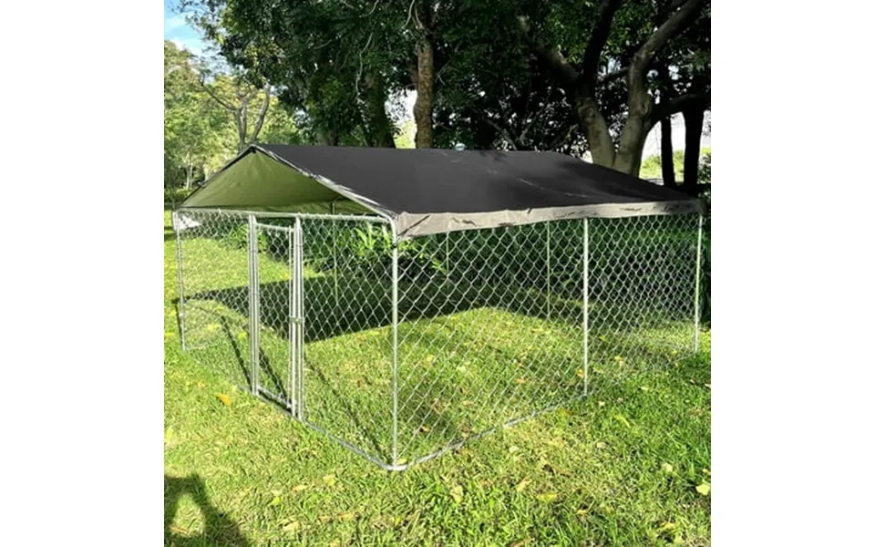 Caulitar 10x10ft Metal Dog Kennel Pet Cage Poultry Cage With Cover Shade Cage Backyard Heavy Duty Dog Pets Cage Galvaniz
