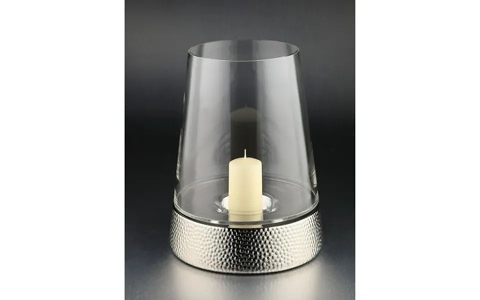 Cc Home Furnishings 14 Silver Hurricane Votive Glass Candle Holder With Textured Base