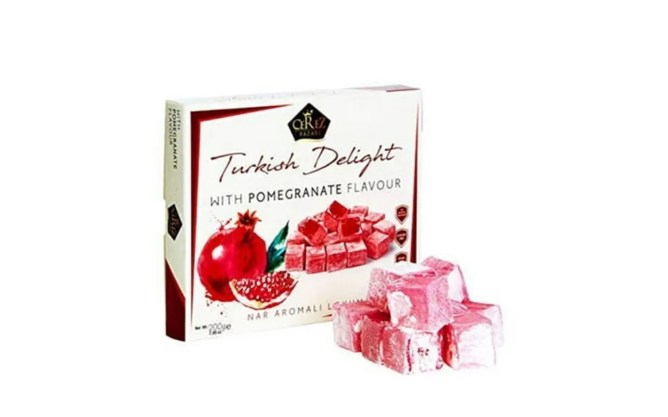 Cerez Pazari Turkish Delight With Pomegranate Flavour 200 Gr Gourmet Small Size Snacks Gift Box No Nuts Sweet Luxury Tra