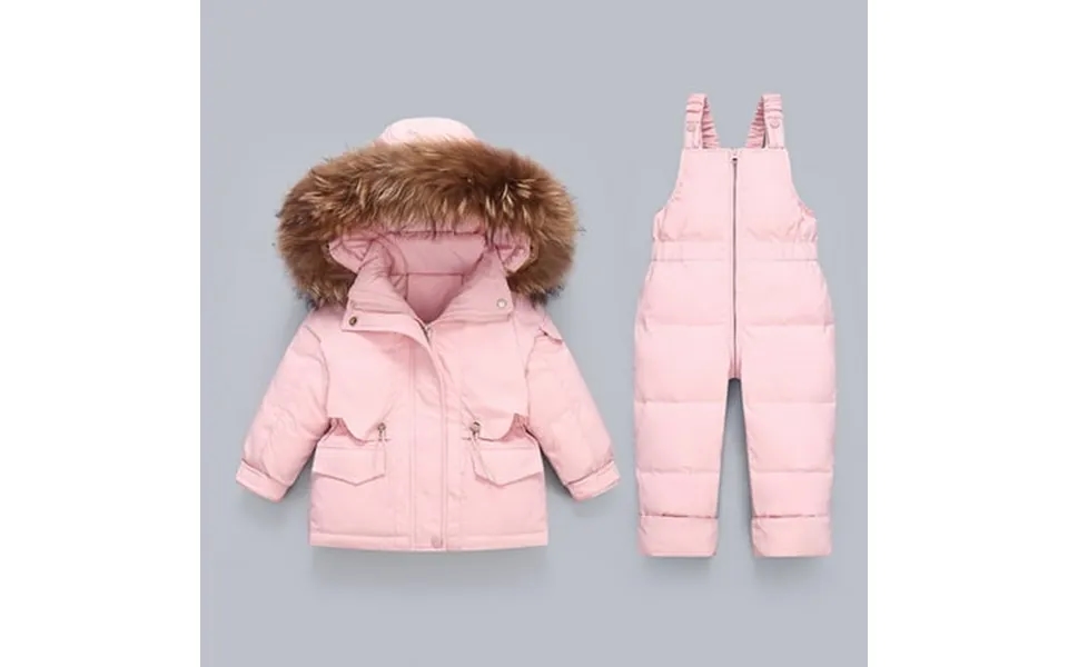 Cethrio Baby Girls Boys Winter Outfit Sets Hooded Warm Zip Up Puffer Jacket And Jumpsuit Set Pink Size 12-18 Months