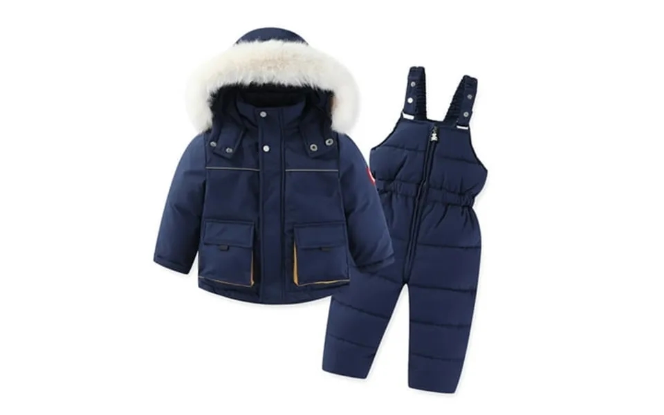 Cethrio Toddler Girls Boys Winter Outfit Sets Warm Ski Zip Up Puffer Jacket And Jumpsuit Set Navy Size 4-5 T