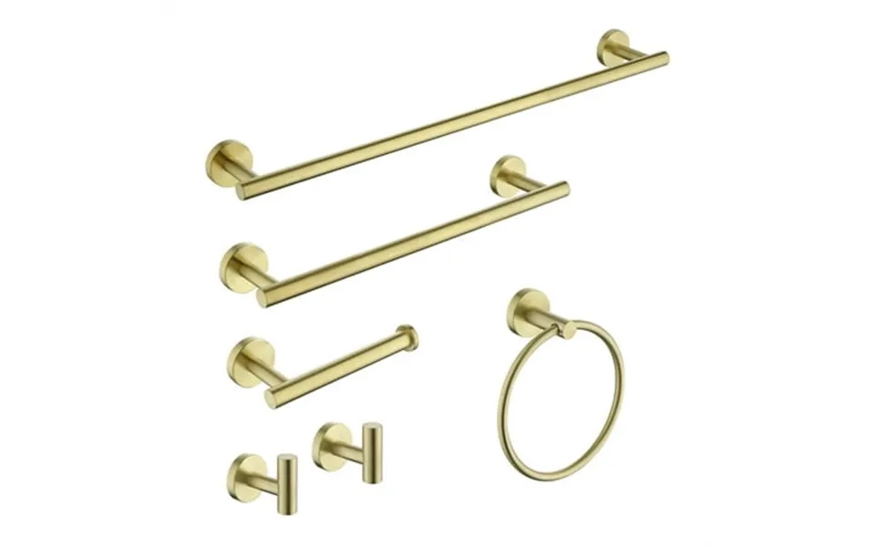Cfowner 6 Piece Wall Mount Towel Rack Set Bathroom Stainless Steel Set Wall Mounted Robe Hook For Home & Office Gold