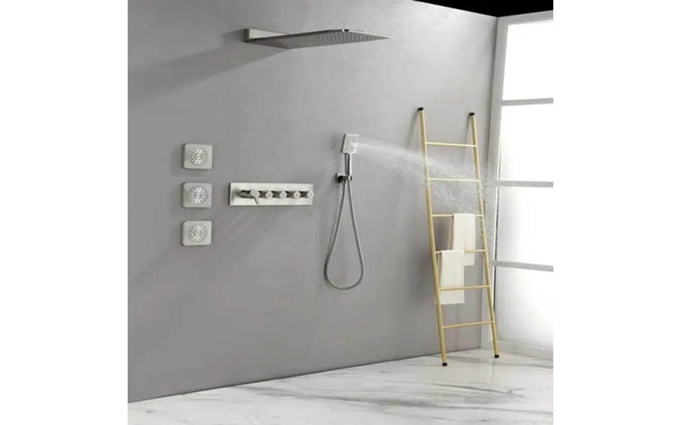 Cfowner Wall Mounted Waterfall Rain Shower System Handheld-shower Combo Set With 3 Body Sprays Vertical Extension