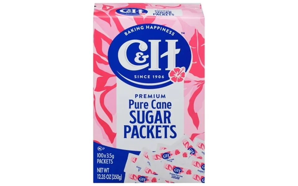 C&h Premium Pure Cane Sugar Packets 100 Count 1 8 Oz