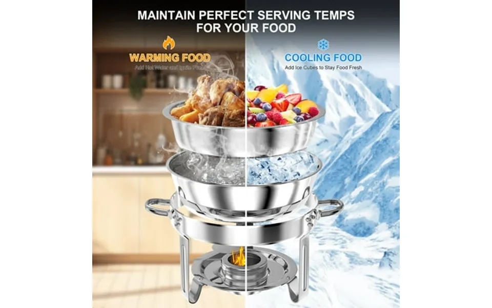 Chafing Dish Buffet Set 2 Pack 5qt Chafing Dish High Grade Stainless Steel Chafer Complete Set With Glass Lid & Holder K