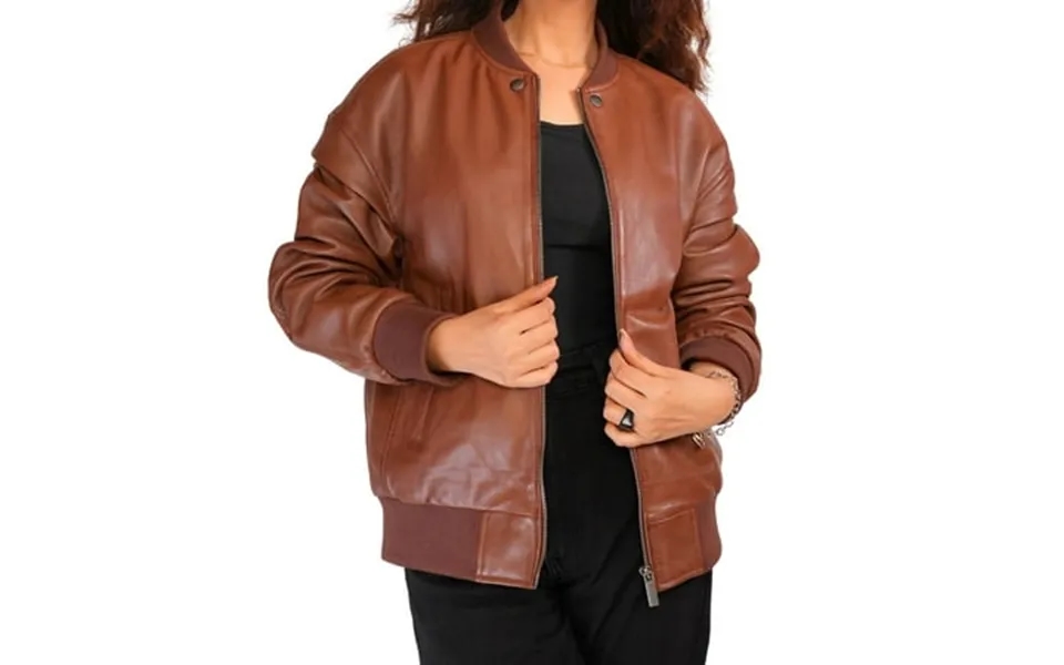 Charles Pearson Handmade Lambskin Brown Leather Bomber Jacket Women