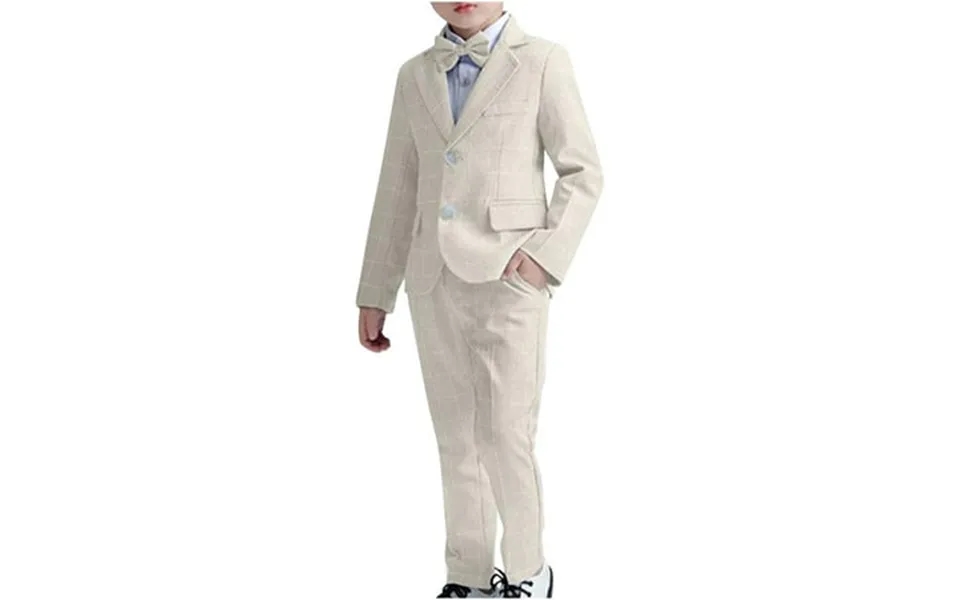 Chbgutlmr Boys Suits 4 Piece Ste Plaid Blazer Vest Pants With Bowtie Slim Fitted Formal Suit Set For Wedding Party