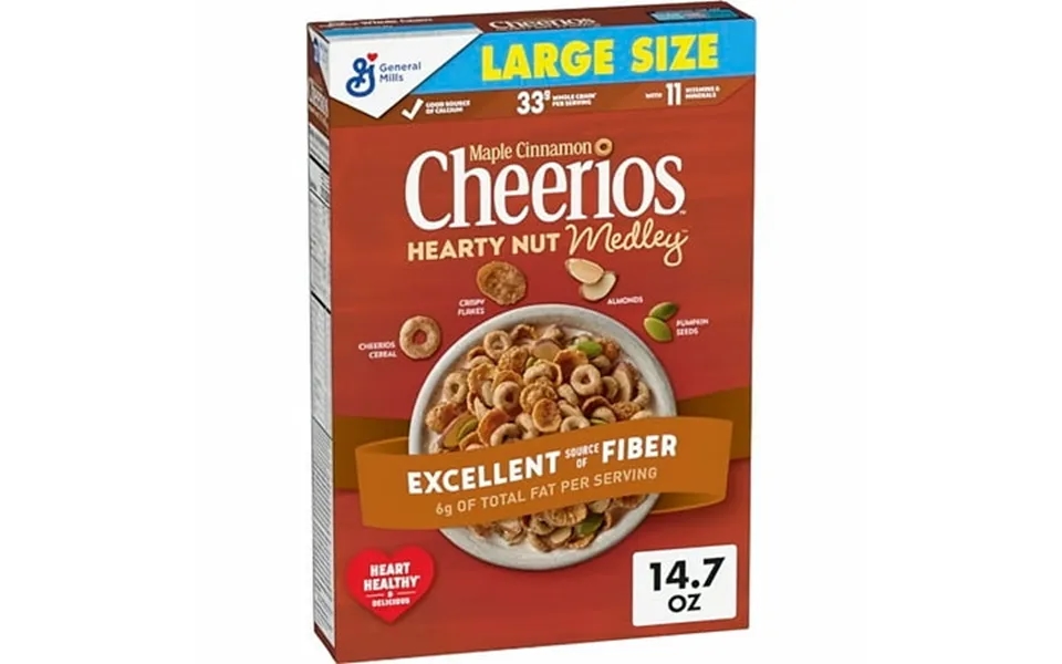 Cheerios Hearty Nut Medley Breakfast Cereal Maple Cinnamon Flavored Pack Of 32