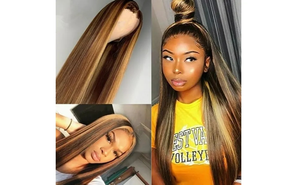 Cheers Us Long Straight Highlights Wig Synthetic Wigs For Women Middle Part Blonde Highlights Hair Wigs Natural Looking