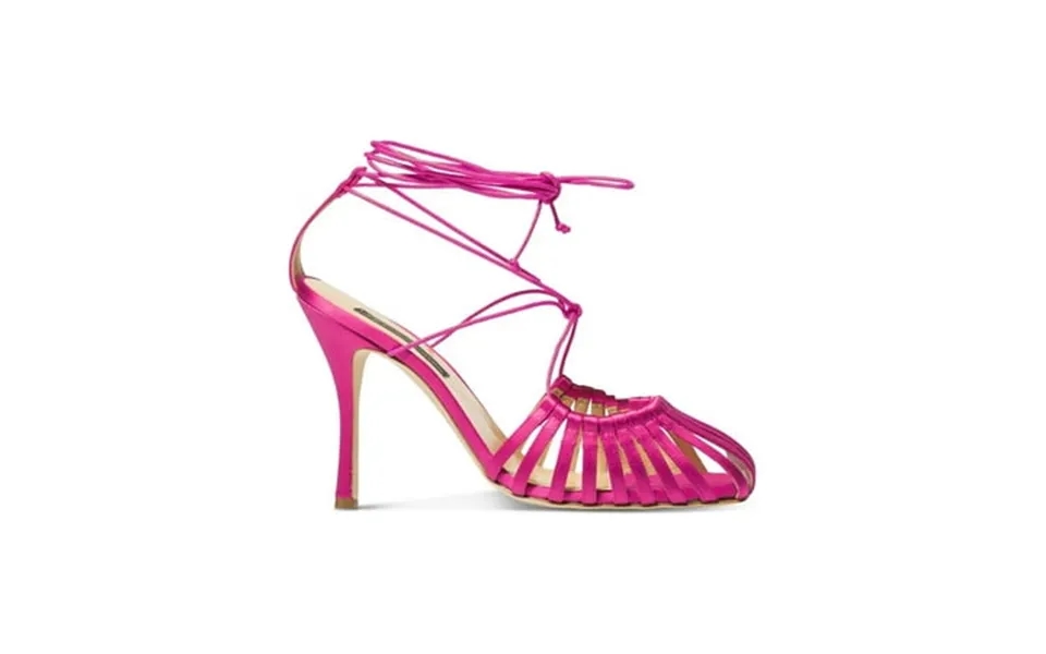 Chelsea Paris Womens Pink Strappy Finn Open Toe Stiletto Lace-up Leather Dress Pumps Shoes 37